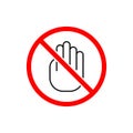 Stop hand icons prohibition danger restriction outline icon