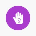 Stop, Hand, Ribbon, Awareness white glyph icon