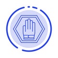 Stop, Hand, Sign, Traffic, Warning Blue Dotted Line Line Icon Royalty Free Stock Photo