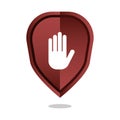 Stop hand signal. Red shield icon. Block palm symbol. Vector security gesture. Royalty Free Stock Photo