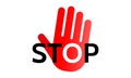 Stop hand Simple red stop with big hand symbol or icon vector illustration Royalty Free Stock Photo