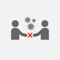 Stop handshake coronavirus vector icon. Warning no hands shaking covid 2019 simple isolated pictogram illustration