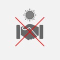 Stop handshake coronavirus vector icon. Warning no hands shaking covid 2019 simple isolated pictogram illustration