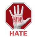 Stop hate conceptual illustration. Open hand with the text stop hate Royalty Free Stock Photo