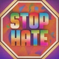 Stop Hate logo with confetti