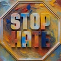 Stop Hate logo in oil painting 3d