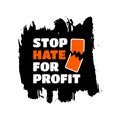 Stop hate for profit concept with broken mobile phone. Social media boycott campaign against hate, bigotry, racism