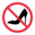 Stop High heel icon, shoe fashion style sign, elegant woman symbol vector illustration