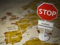 Stop illegal immigration concept. Sign stop on the map of Europe Royalty Free Stock Photo