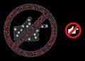 Stop Index Finger Icon - Wireframe Mesh with Sparkles Royalty Free Stock Photo