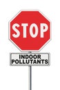 Stop indoor air pollutants - concept image with road sign on white background