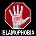 Stop Islamophobia conceptual illustration. Global social problem