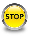 Stop glossy yellow round button