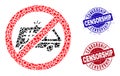 Stop Jail Police Car Mosaic of Shards with Censorship Distress Seal Stamps