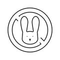 stop kill rabbits line icon vector illustration