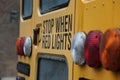 Stop lights yellow school bus