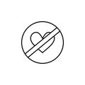 stop lovemaking heart  icon. Element of Valentine\'s Day icon for mobile concept and web apps. Detailed stop lovemaking heart  ico Royalty Free Stock Photo