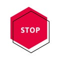 Stop message sign. Vector modern color illustration. Red rhombus frame with black silhouette and word isolated on white background Royalty Free Stock Photo