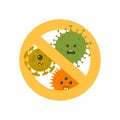 Stop microbes cartoon vector illustration