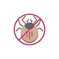 Stop mite, prohibition sign flat icon