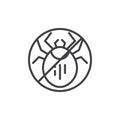 Stop mite, prohibition sign line icon