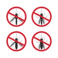 Stop mosquito sign black in red circle Isolated Royalty Free Stock Photo
