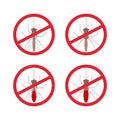 Stop mosquito sign in red circle. Vector Royalty Free Stock Photo