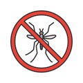 Stop mosquitos sign color icon