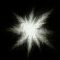 Stop motion of white dust explosion isolated on black background Royalty Free Stock Photo