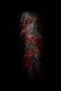 Stop motion of white and red dust explosion isolated on black ba Royalty Free Stock Photo