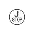 Stop music button line icon