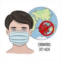 STOP NCOV Coronavirus Health Earth Human Epidemic Danger Set