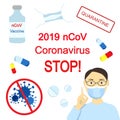 Stop 2019-nCoV Novel Corona virus concept. Respiratory Syndrome from Wuhan city