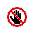 STOP! No entry / stop hand sign. VECTOR. The icon with a red sign on a white background. For any use. Warns. Royalty Free Stock Photo