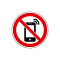 STOP! No phone / cell phone sign. Vector. The icon with a red sign on a white background. For any use. Warns.