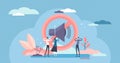 Stop noise sign concept, flat tiny person vector illustration