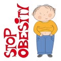 Stop obesity - unhappy fat boy