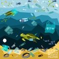 World oceans day, World Environment Day, Earth day, World Maritime Day concept vector illustration. Royalty Free Stock Photo