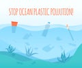 Stop ocean plastic pollution poster Royalty Free Stock Photo