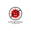 stop the omicron virus logo design, illustration let\'s fight the omicron virus