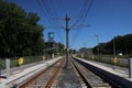 Stop place for trams including rails at the Westraven P+R in Utrecht