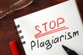 Stop plagiarism sign written. Royalty Free Stock Photo