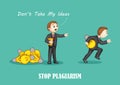 Stop Plagiarism, stealing and copying ideas and thoughts from original and authentic concepts Royalty Free Stock Photo