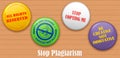 Stop Plagiarism, stealing and copying ideas and thoughts from original and authentic concepts Royalty Free Stock Photo