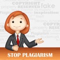 Stop Plagiarism, stealing and copying ideas and thoughts from original and authentic concepts Royalty Free Stock Photo