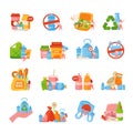 Stop Plastic Flat Icon Set