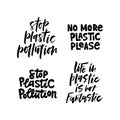 Stop plastic pollution black lettering