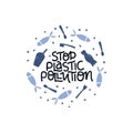 Stop plastic pollution text in round frame