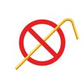 Stop plastic straw tube ban symbol. Ocean pollution plastic drink straw forbidden. Eco bamboo, steel recycle