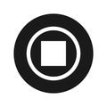 Stop play icon flat black round button vector illustration